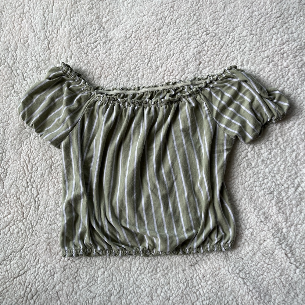 American Eagle Striped Off the Shoulder Top